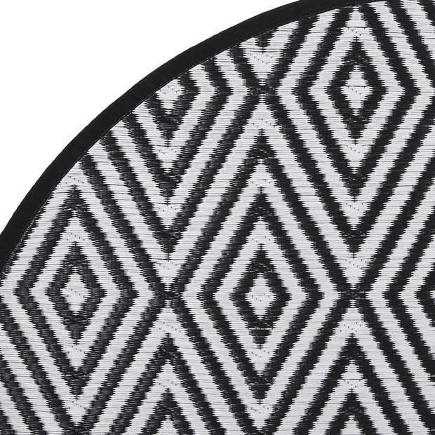 vidaXL Buitenkleed Ø 120 cm polypropeen wit en zwart