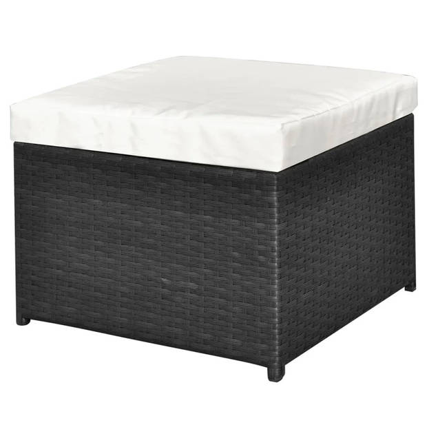 vidaXL 4-delige Loungeset met kussens poly rattan zwart