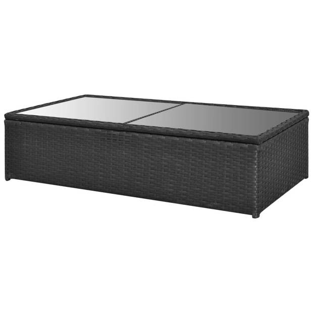 vidaXL 4-delige Loungeset met kussens poly rattan zwart