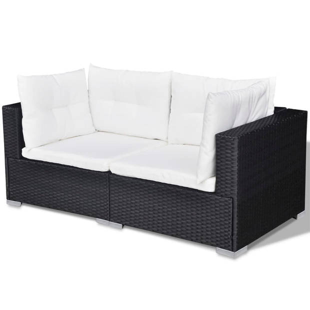 vidaXL 10-delige Loungeset met kussens poly rattan zwart