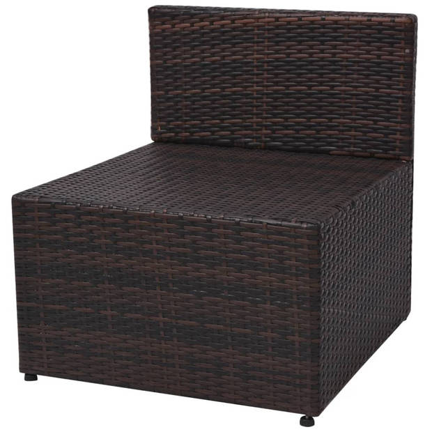 vidaXL 5-delige Loungeset met kussens poly rattan bruin