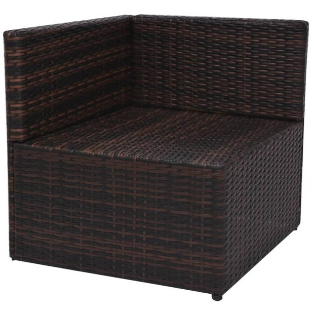 vidaXL 5-delige Loungeset met kussens poly rattan bruin