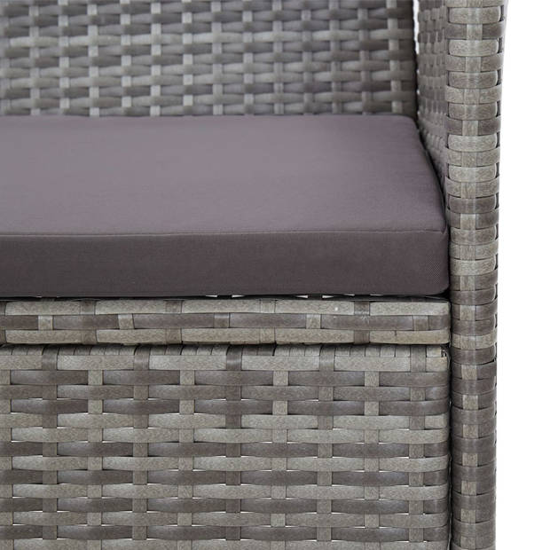 vidaXL 2-delige Loungeset met kussen poly rattan grijs