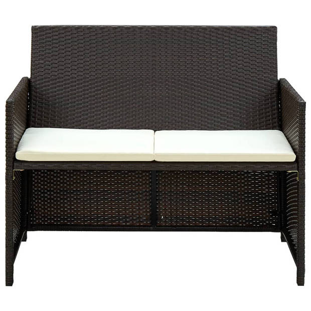 vidaXL 4-delige Loungeset met kussens poly rattan bruin