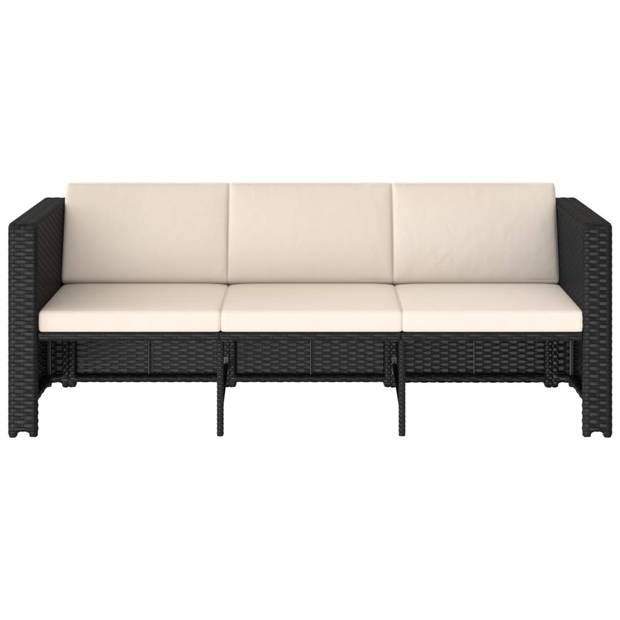 vidaXL 4-delige Loungeset met kussens poly rattan zwart