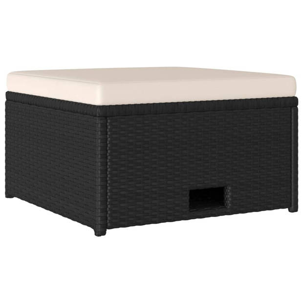 vidaXL 4-delige Loungeset met kussens poly rattan zwart