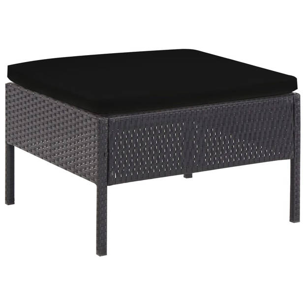 vidaXL 5-delige Loungeset met kussens poly rattan zwart