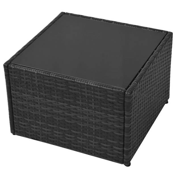 vidaXL 5-delige Loungeset met kussens poly rattan zwart