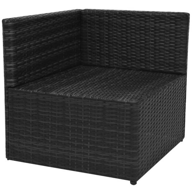 vidaXL 5-delige Loungeset met kussens poly rattan zwart