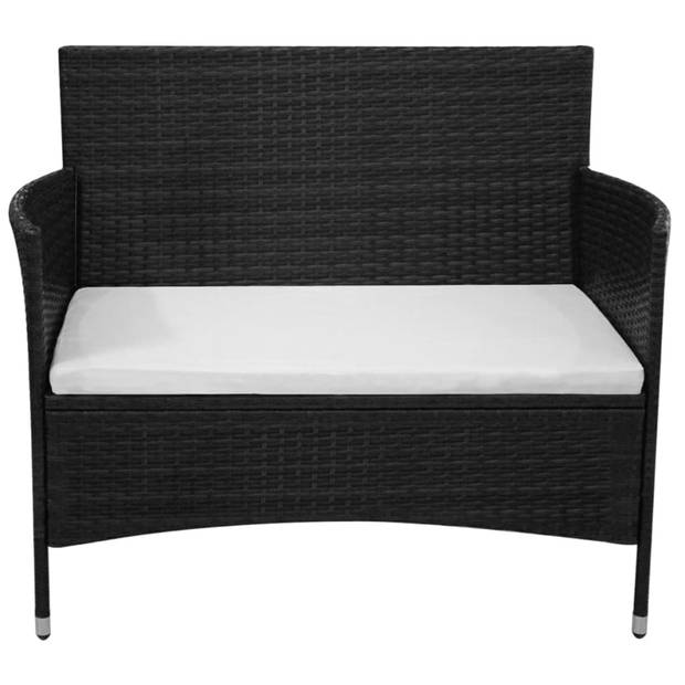 vidaXL 2-delige Loungeset met kussen poly rattan zwart