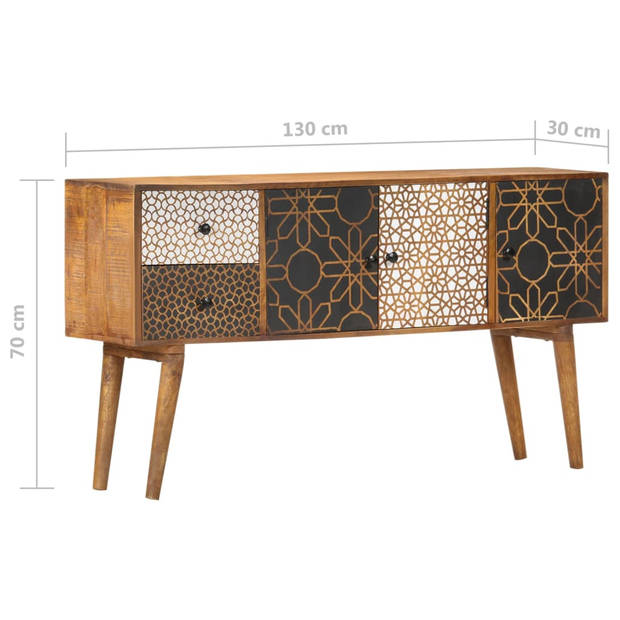 vidaXL Dressoir met geprint patroon 130x30x70 cm massief mangohout