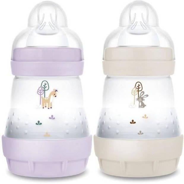 Set van 2 Babyflessen - MAM - Easy Start - Antikoliek - 160 ml - Flow 1 speen - Lila + Zand