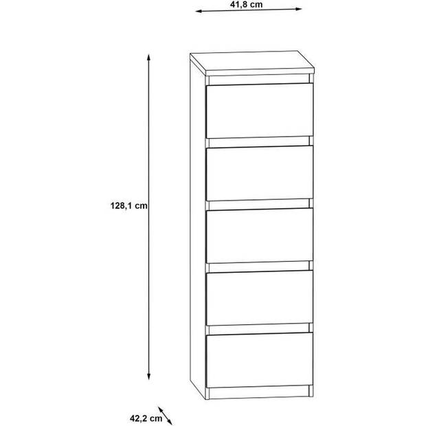CHELSEA ladekast 5 lades - 41,8 cm - Mat wit decor