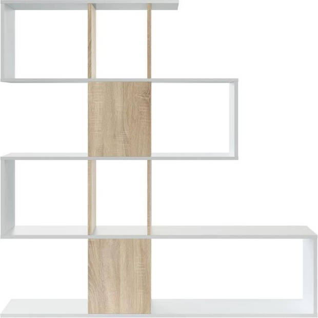 ZIGZAG boekenkast - Eiken en wit - 3 niveaus - 145 x 145 x 28 cm