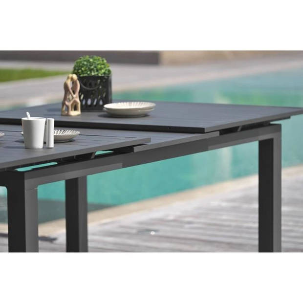 Rechthoekige uitschuifbare tuintafel - Antracietgrijs - Aluminium - 10 personen - 180/240 x 100 cm - MIAMI - DCB GARDEN