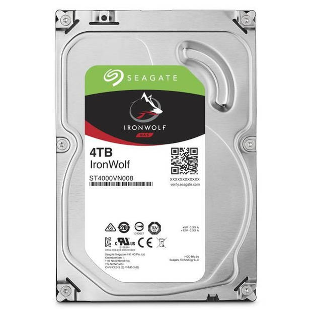 Seagate - Interne harde schijf - Ironwolf NAS - 4to - 3,5 - 5400 tpm (ST4000VN006)