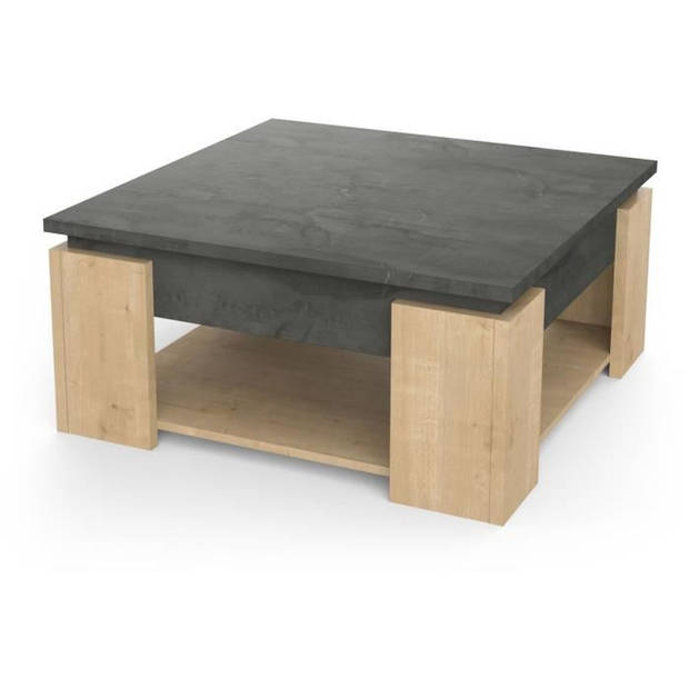 AUSTIN vierkante salontafel - Hamilton en Sidewalk eiken decor - L 80 x D 80 x H 37,2 cm - DEMEYERE