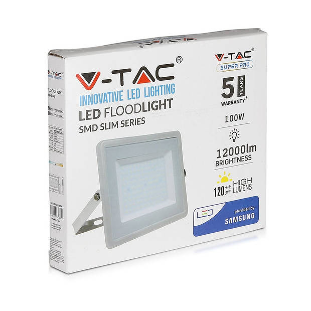 V-TAC VT-106-G Grijze LED Schijnwerpers - Samsung - 120lm/w - IP65 - 100W - 12000 Lumen - 4000K - 5 Jaar