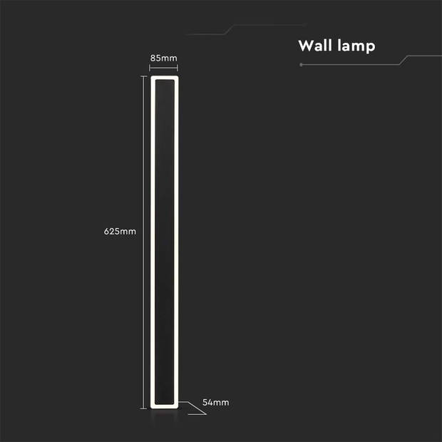 V-TAC VT-11117-B Moderne LED Wandlamp - IP65 - Zwarte Behuizing - 17 Watt - 2330 Lumen - 4000K