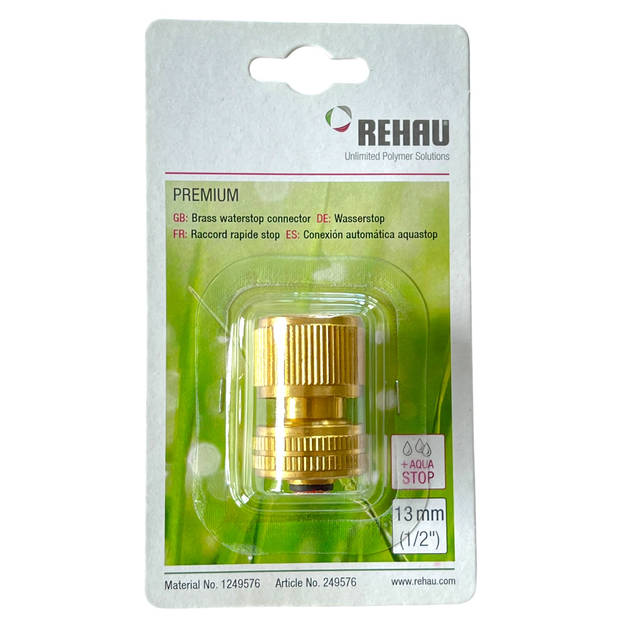 REHAU Premium Slangstuk waterstop messing slangafmeting - 13 mm / 1/2"