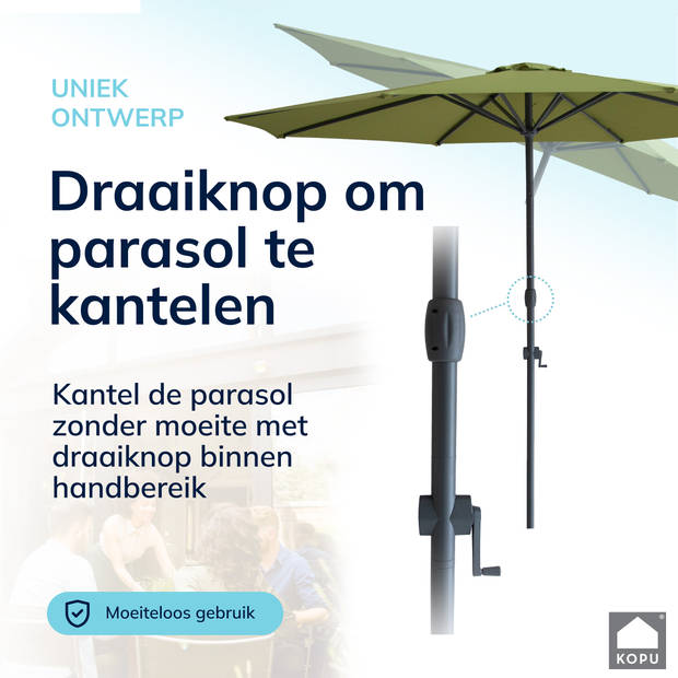 Kopu® Valencia Parasol Rond 300 cm met Beschermhoes - Olijfgroen