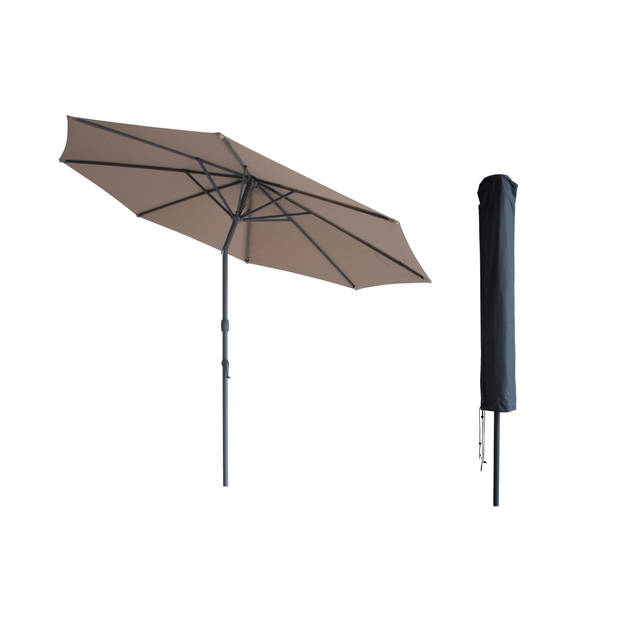 Kopu® Valencia Parasol Rond 300 cm met Beschermhoes - Taupe