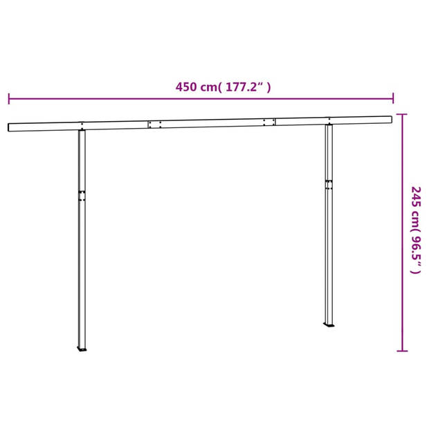 vidaXL Luifelpaalset 450x245 cm ijzer wit