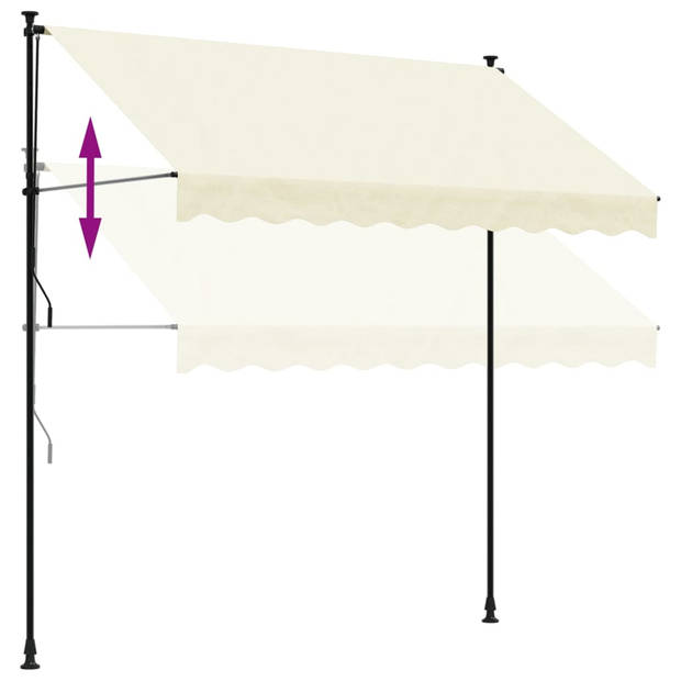 vidaXL Luifel uittrekbaar 250x150 cm stof en staal crèmekleurig