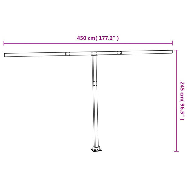 vidaXL Luifelpaalset 450x245 cm ijzer wit