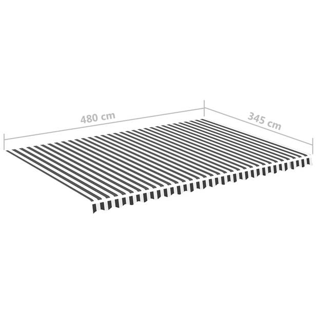 vidaXL Vervangingsdoek voor luifel 5x3,5 m antracietkleurig en wit