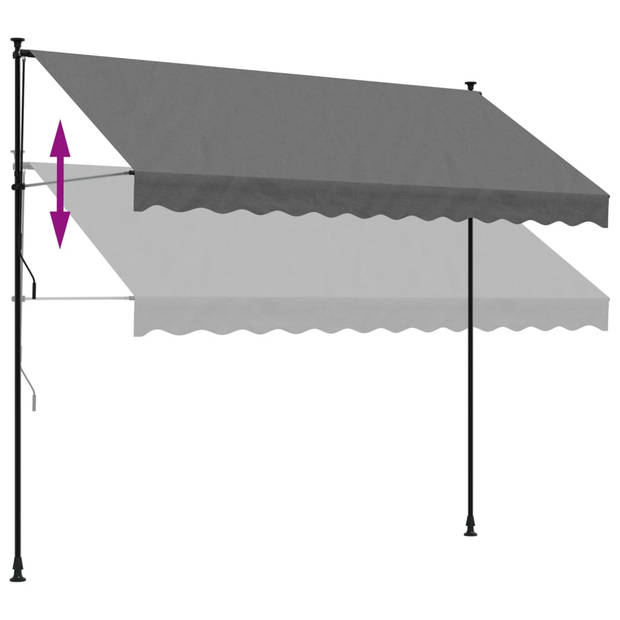 vidaXL Luifel uittrekbaar 300x150 cm stof en staal antracietkleurig