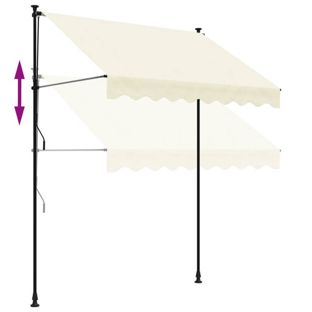 vidaXL Luifel uittrekbaar 200x150 cm stof en staal crèmekleurig