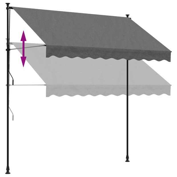 vidaXL Luifel uittrekbaar 250x150 cm stof en staal antracietkleurig