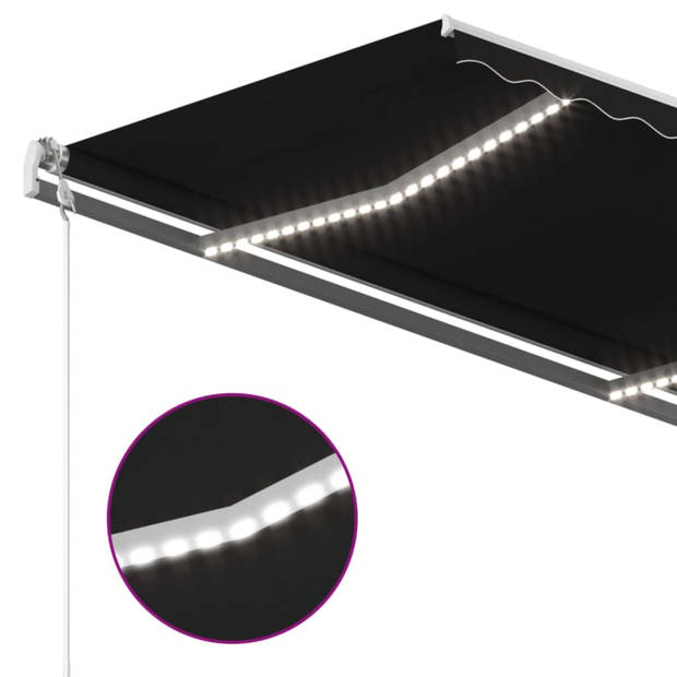 vidaXL Luifel handmatig uittrekbaar met LED 450x350 cm antracietkleur