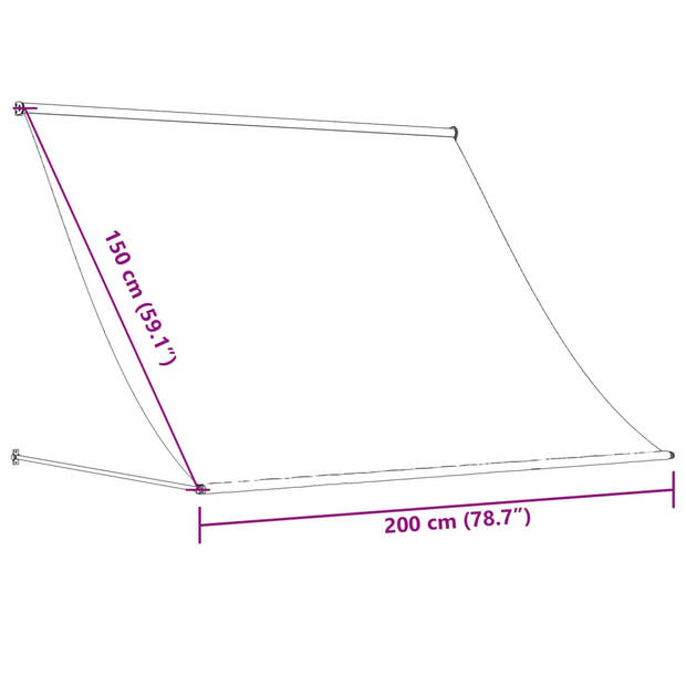 vidaXL Luifel uittrekbaar 200x150 cm stof en staal crèmekleurig