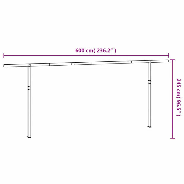 vidaXL Luifelpaalset 600x245 cm ijzer wit