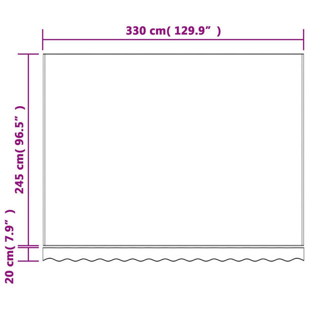 vidaXL Vervangingsdoek voor luifel gestreept 3,5x2,5 m rood en wit