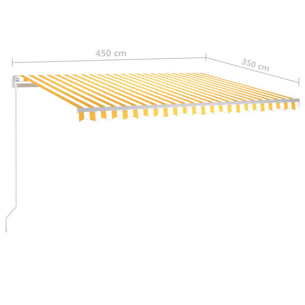 vidaXL Luifel handmatig uittrekbaar met LED 4,5x3,5 m geel en wit