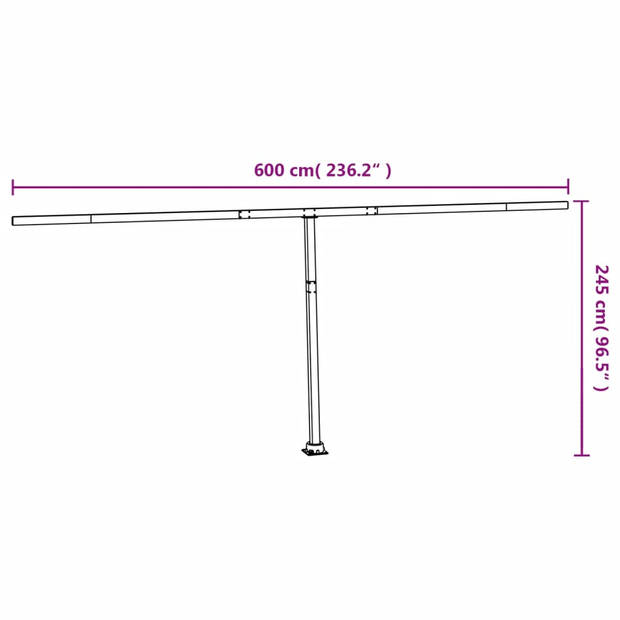 vidaXL Luifelpaalset 600x245 cm ijzer wit