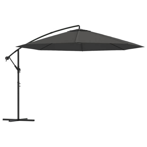 vidaXL Zweefparasol met aluminium paal 350 cm antracietkleurig