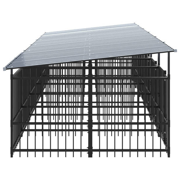 vidaXL Hondenkennel met dak 11,26 m² staal