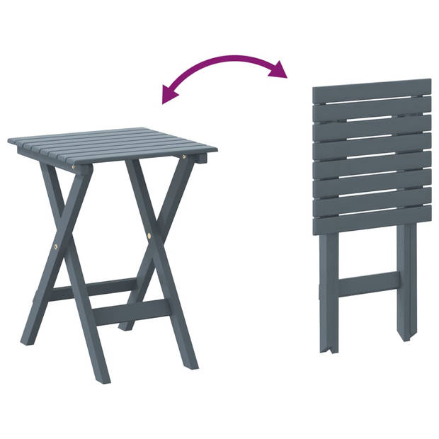 vidaXL Schommelstoelen 2 st met inklapbare tafel populierenhout grijs