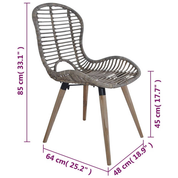 vidaXL Eetkamerstoelen 6 st natuurlijk rattan bruin