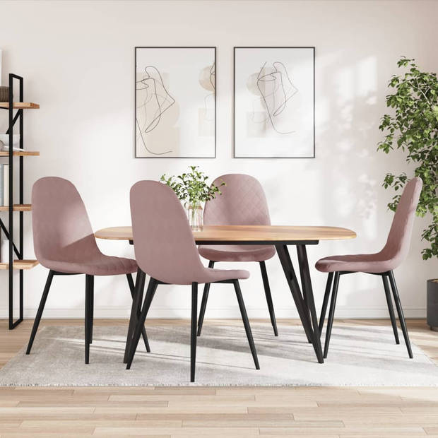 vidaXL Eetkamerstoelen 4 st fluweel roze