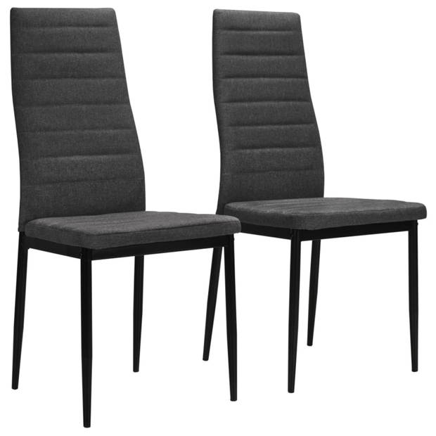 vidaXL Eetkamerstoelen 2 st stof donkergrijs