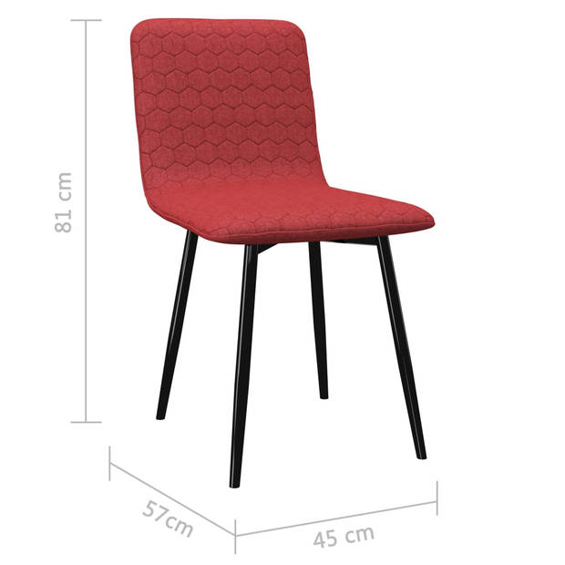 vidaXL Eetkamerstoelen 2 st stof wijnrood