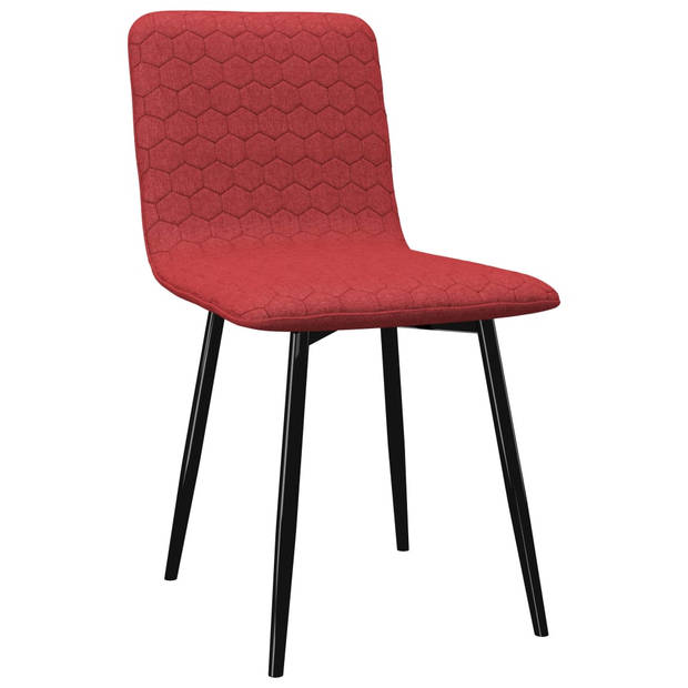 vidaXL Eetkamerstoelen 2 st stof wijnrood