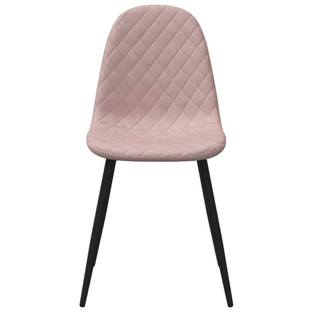 vidaXL Eetkamerstoelen 6 st fluweel roze