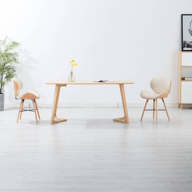 vidaXL Eetkamerstoelen 2 st kunstleer en gebogen hout crème