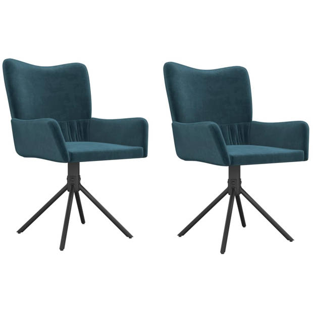 vidaXL Eetkamerstoelen draaibaar 2 st fluweel blauw